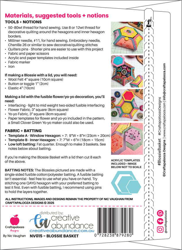 Blossie Basket - Includes Quilt as You Go Templates