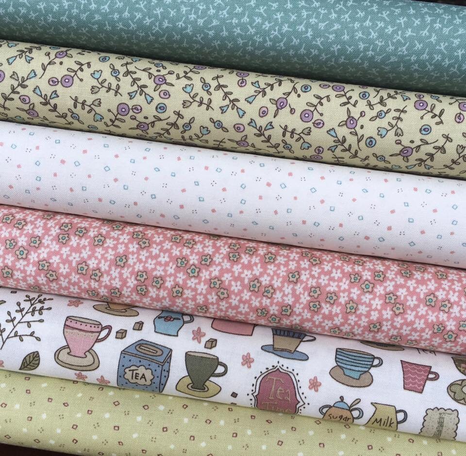 Tealicious Mini Spots And Squares in Cream by Anni Downs - Fat Quarter (.25m)