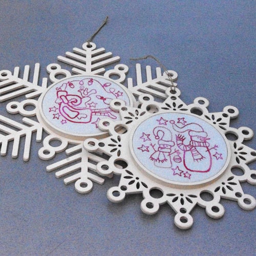 Christmas Snowflake Stitcheries and Frame
