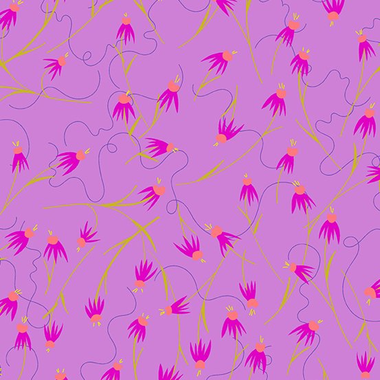 Wildflowers By Alison Glass - Cornflower (Lilac) - fat quarter (0.25cm)