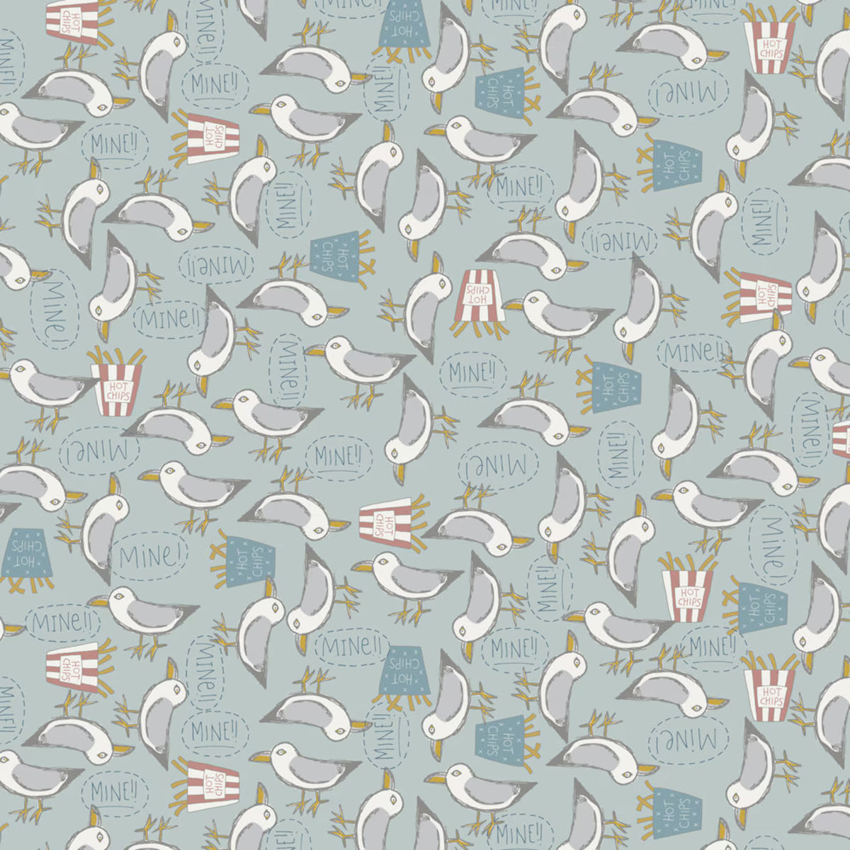 Seagulls on Blue DV6117 - Sunkissed Sojourn - by Natalie Bird for Devonstone Collection