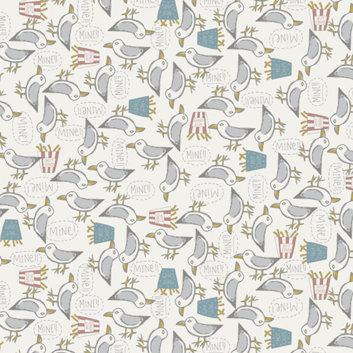 Seagulls on White DV6118 - Sunkissed Sojourn - by Natalie Bird for Devonstone Collection
