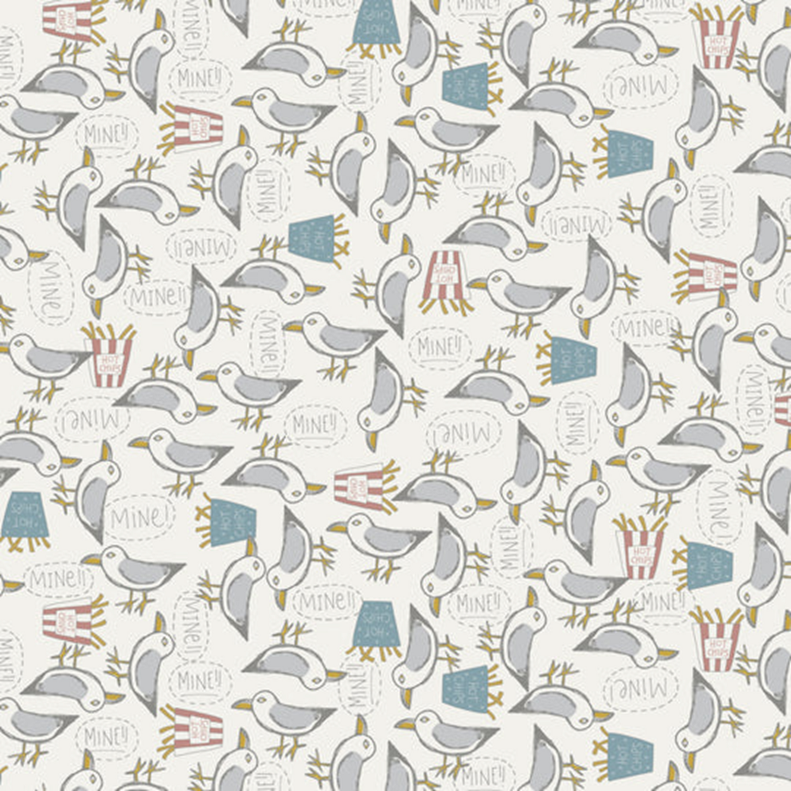 Seagulls on White DV6118 - Sunkissed Sojourn - by Natalie Bird for Devonstone Collection