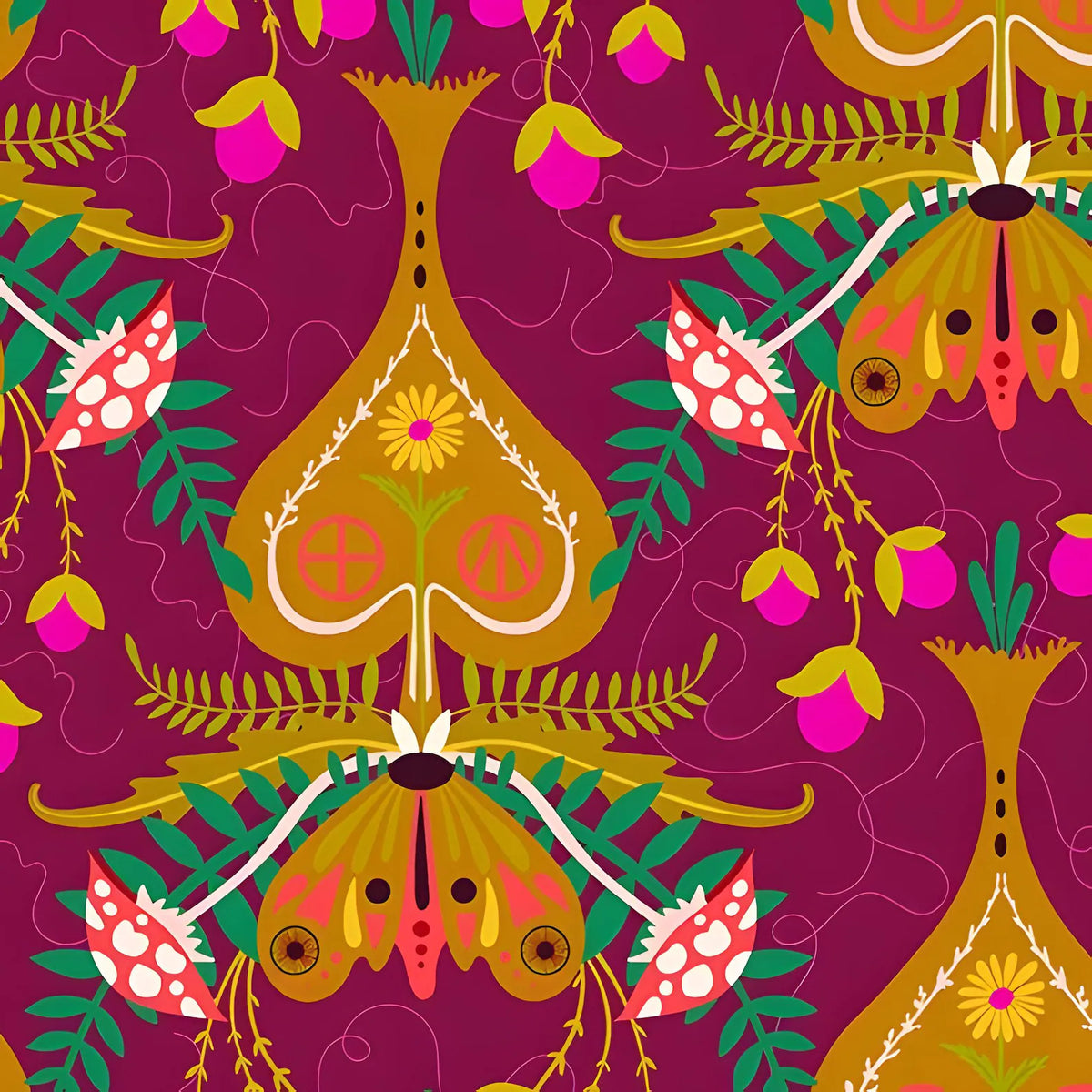 Wildflowers By Alison Glass - Shade in plum - fat quarter (0.25cm)