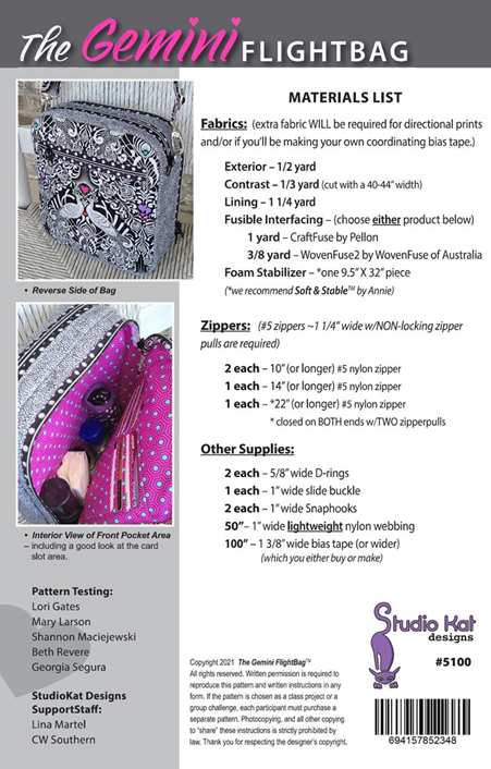 Genini Flight Bag Pattern