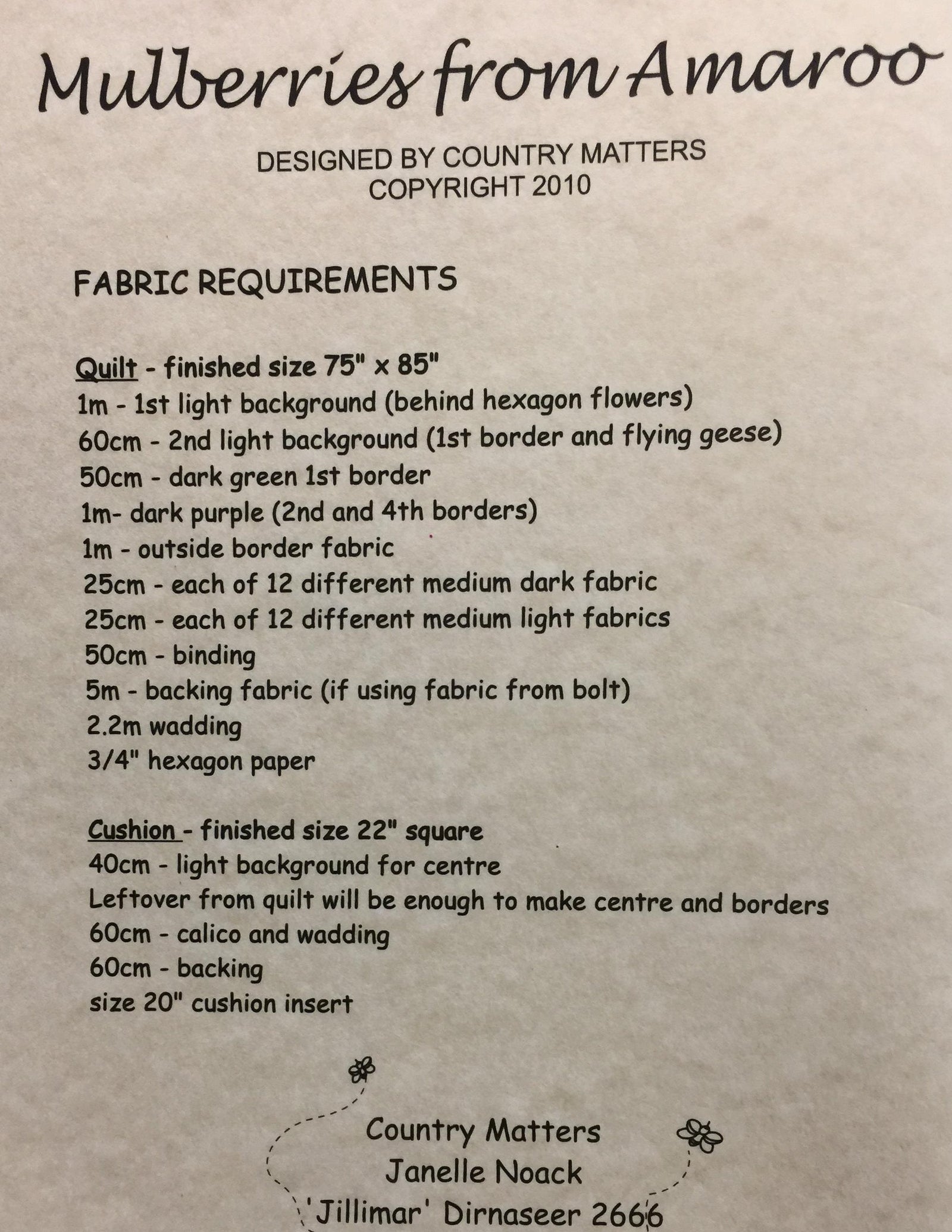 Mulberries from Amaroo Quilt Pattern