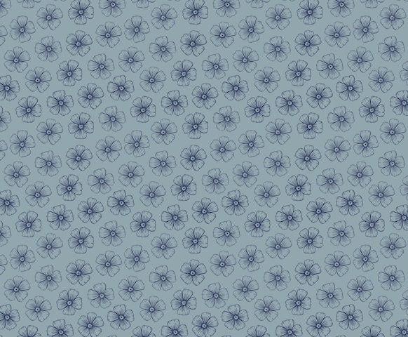 Kate –  Flower in Blue and Navy - Fat Quarter (.25m)