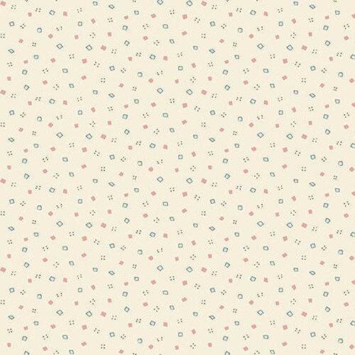 Tealicious Mini Spots And Squares in Cream by Anni Downs - Fat Quarter (.25m)
