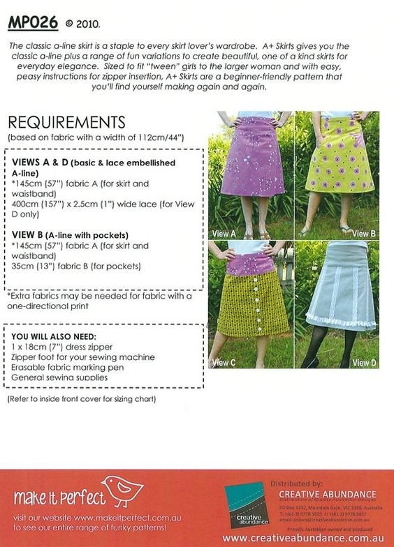 Classic A-line Skirt Pattern