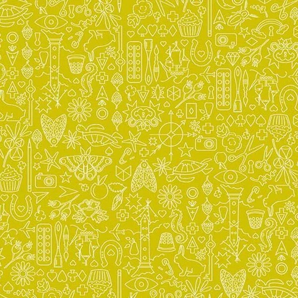 Sun Print 2019 By Alison Glass - Collection in Chartreuse - 0.5 m