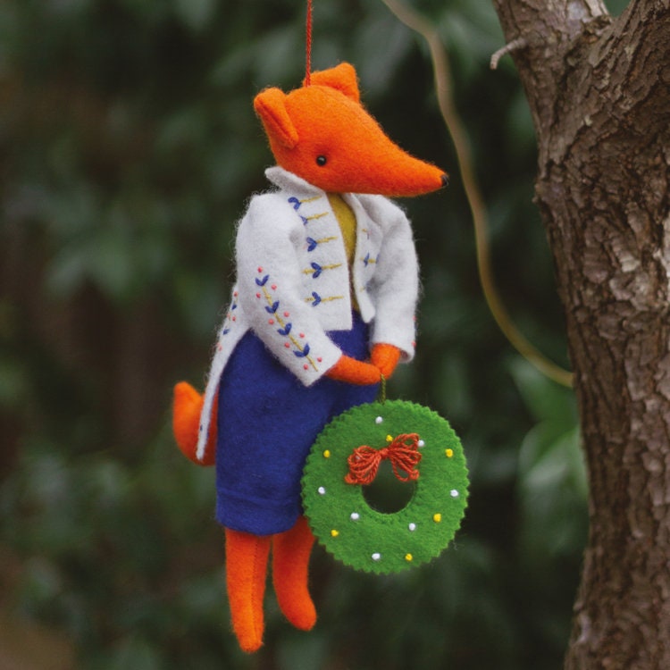 Teasel Hanging Felt Fox Christmas Ornament Pattern
