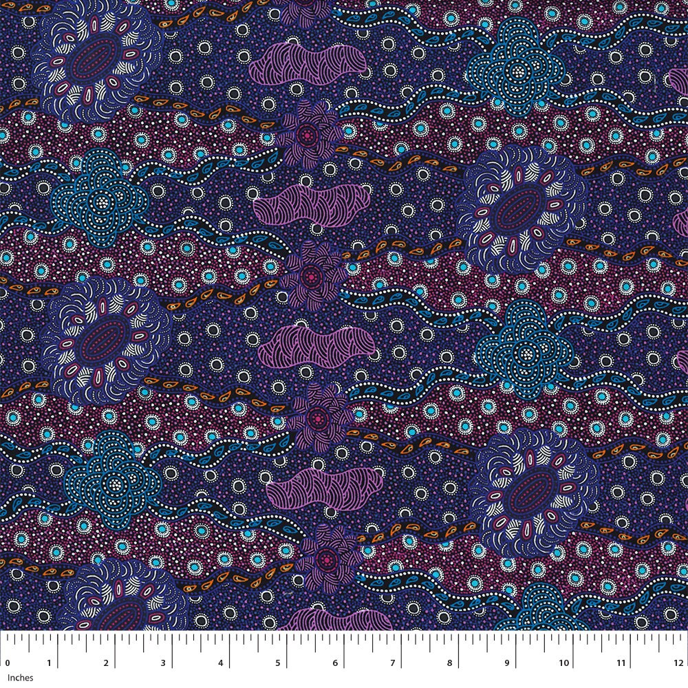 Aboriginal Indigenous Lilliup Dreaming in Purple - Fat Quarter (.25m)