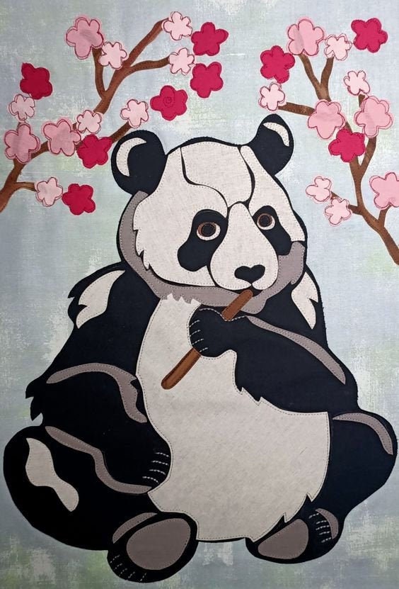 Cherry Blossom Panda Applique Pattern