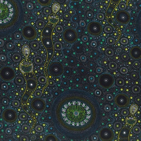 Aboriginal Indigenous - Alura Seed Dreaming in Blue - Fat Quarter (.25m)