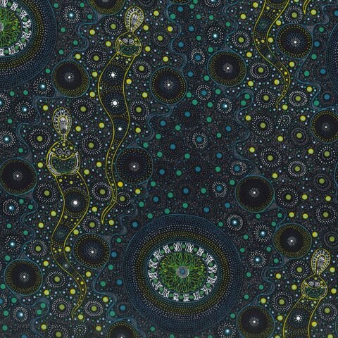 Aboriginal Indigenous - Alura Seed Dreaming in Gray - Fat Quarter (.25m)