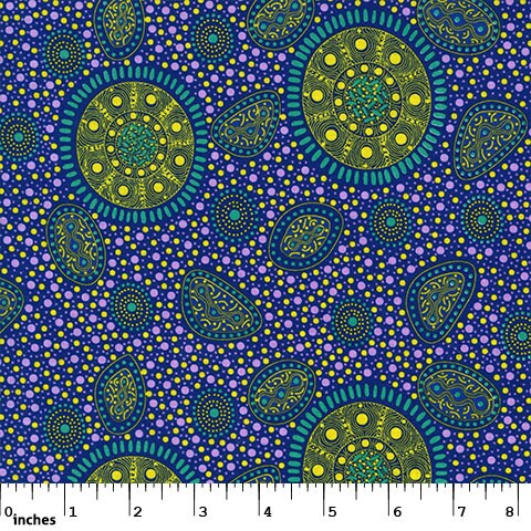 Aboriginal Indigenous Bush Onions and Wild Flowers  - Purple - Fat Quarter (.25m)
