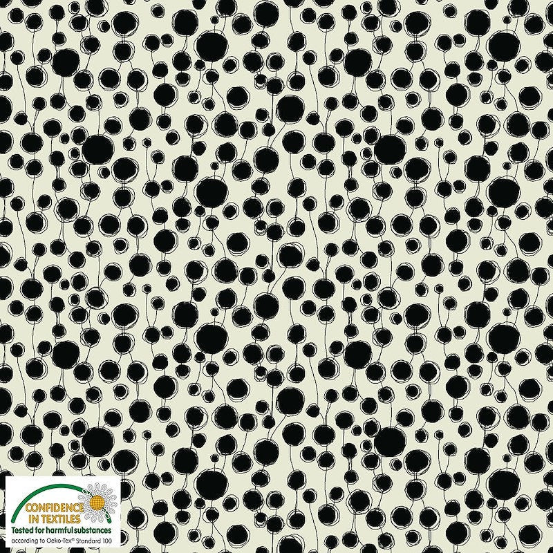 Stof - Quilters Combination - Circle, Lines - Black on Ecru - 4518 054