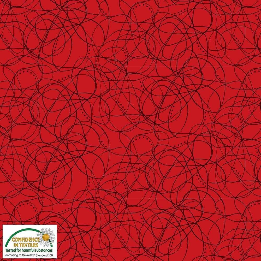 Stof - Quilters Combination Lines & Dots in Red - 4518 043