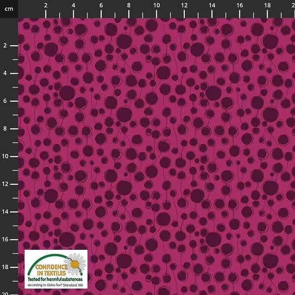 Stof - Quilters Combination Circles & Lines in Cerise - 4518 050