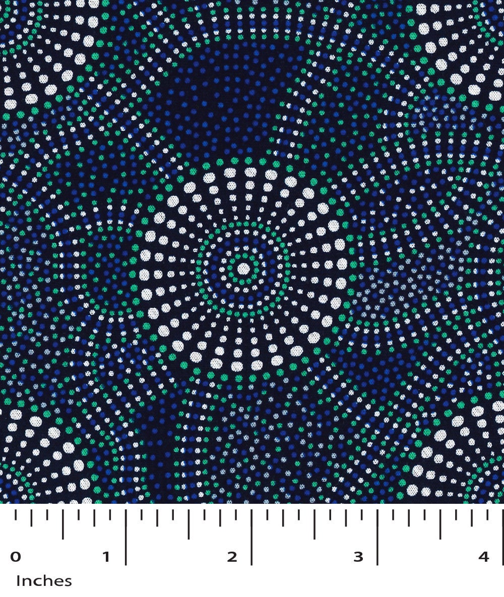 Aboriginal Indigenous  Kangaroo Path 2 Viscose/Rayon in Blue - 50 cm x 140 cm