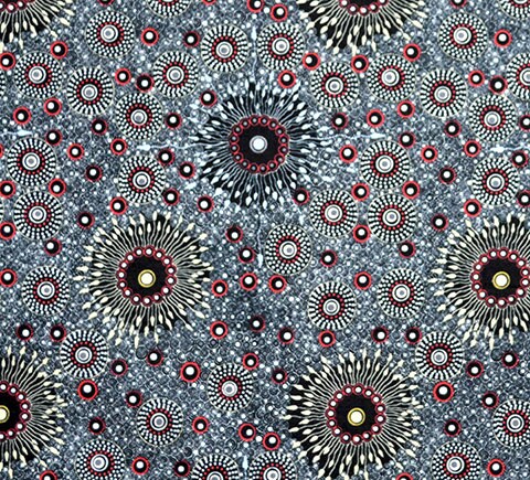 Aboriginal Indigenous Onion Dreaming Viscose/Rayon in Black - 50cm x 140 cm