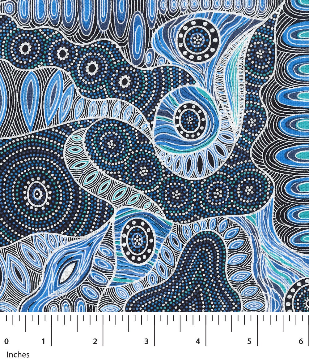 Aboriginal Indigenous Regeneration in Blue - - Fat Quarter (.25m)