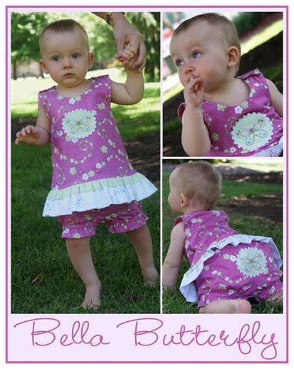 Bella Butterfly Baby Girls Dress and Bloomer Pattern