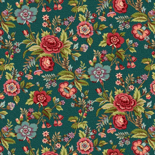 Tarrytown Floral in Teal by Michelle Yeo - Fat Quarter (.25m)