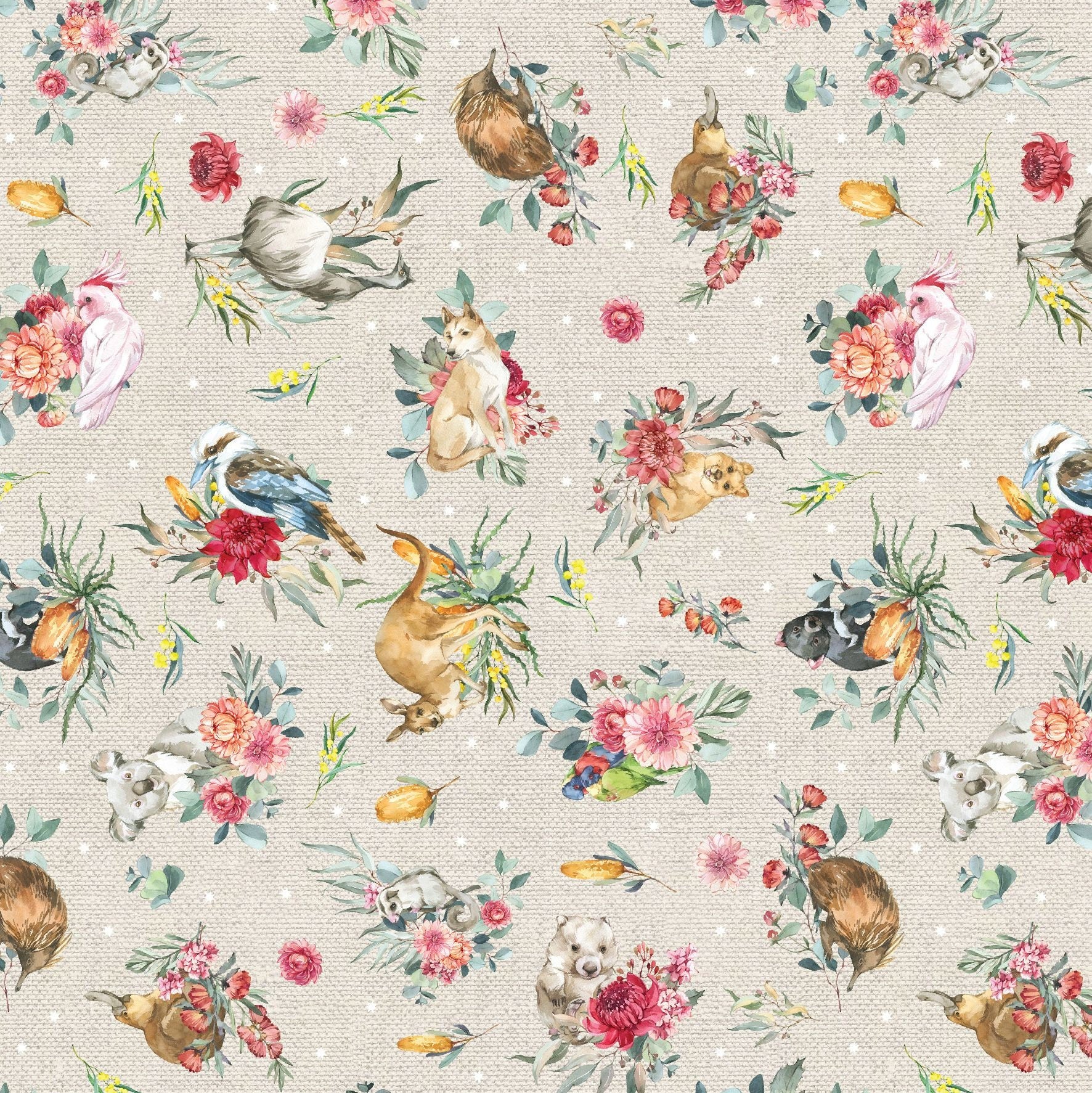 Bush Celebration Animals - 1 m - Linen Cotton Blend