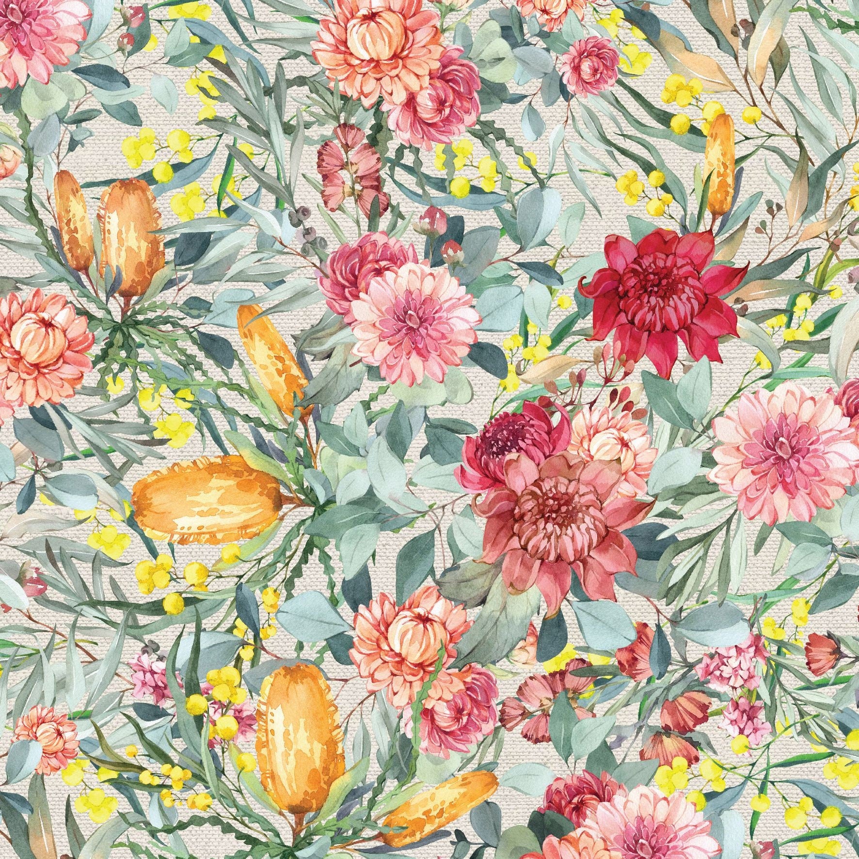 Bush Celebration Floral - Linen Cotton Blend