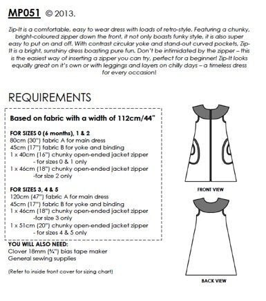 Zip-It Girls Dress Pattern