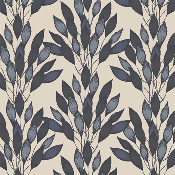 Haven Brushed Leaves in Gris by Amy Sinibaldi Fat Quarter (.25m)