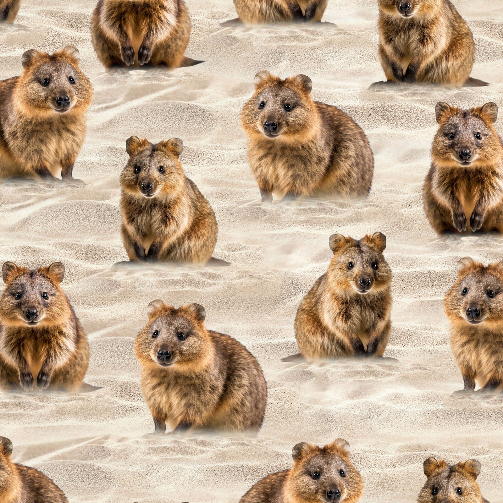 Australian Quokkas Coastal Beach Sand - Fat Quarter (.25m)