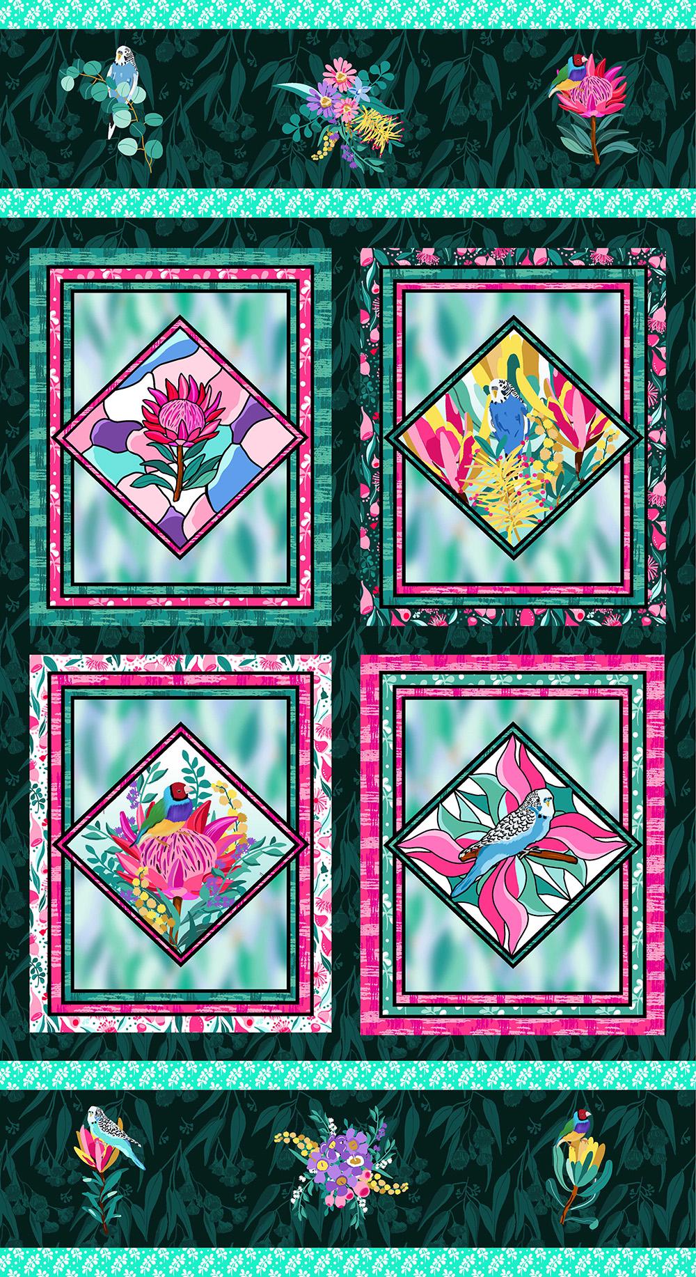 Plentiful Blooms - 24 Inch Panel Green Plentiful Blooms